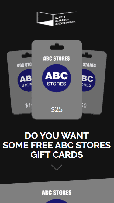 When you access the ABC Store gift card generator it looks like this.