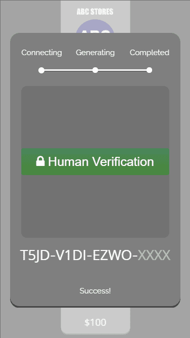 This picture shows the part where the verification needs to be done to get the complete ABC Store coupon code.