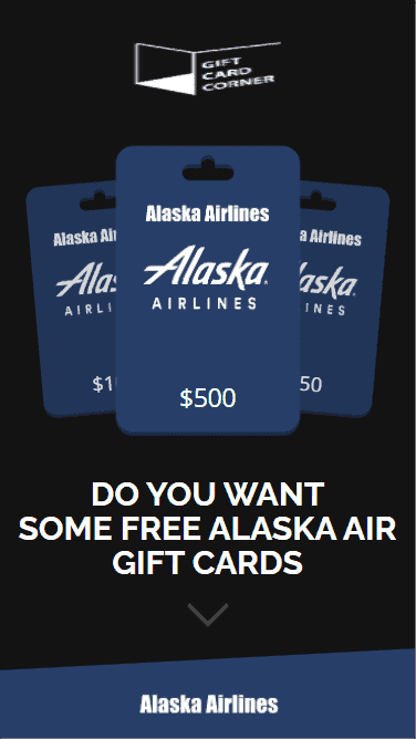 The first part we see when we access the generator for the Alaska Air gift card.