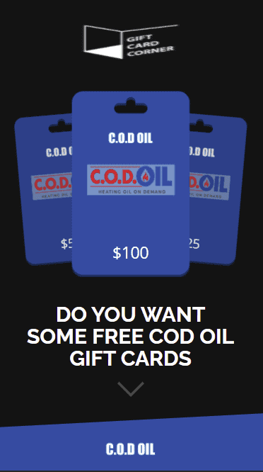When you enter the generator for the Cod Oil Gift Card you see this.